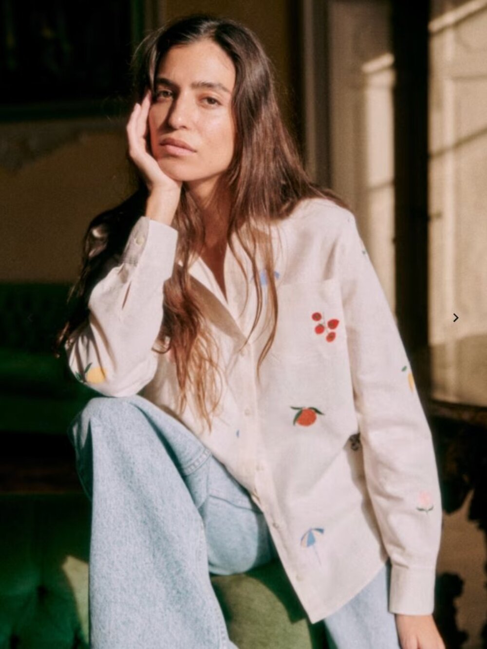 Sezane Embroidered Tomboy Shirt Italie 34